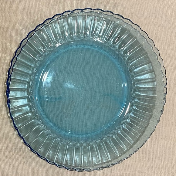 Vintage 2 Forte Crisa Mexico glass plates -Blue Azure dessert/salad baby shower - Picture 2 of 4